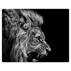 Angry Male Lion Roar Premium Plush Fleece Blanket (medium) by Wav3s