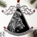 Angry Male Lion Roar Metal Angel with Crystal Ornament Front