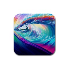 Wave Ocean Sea Tsunami Nautical Nature Water Rubber Square Coaster (4 Pack) by Wav3s