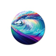 Wave Ocean Sea Tsunami Nautical Nature Water Magnet 3  (round) by Wav3s