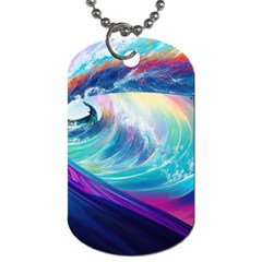 Wave Ocean Sea Tsunami Nautical Nature Water Dog Tag (one Side) by Wav3s