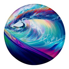 Wave Ocean Sea Tsunami Nautical Nature Water Round Glass Fridge Magnet (4 Pack) by Wav3s