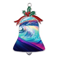 Wave Ocean Sea Tsunami Nautical Nature Water Metal Holly Leaf Bell Ornament by Wav3s