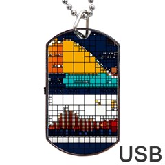 Abstract Statistic Rectangle Classification Dog Tag Usb Flash (one Side) by Wav3s