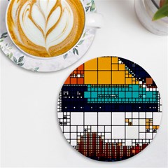 Abstract Statistic Rectangle Classification Uv Print Round Tile Coaster by Wav3s