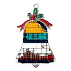 Abstract Statistic Rectangle Classification Metal Holly Leaf Bell Ornament by Wav3s