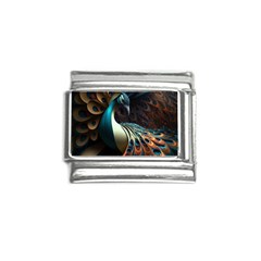 Peacock Bird Feathers plumage Colorful Texture Abstract Italian Charm (9mm)