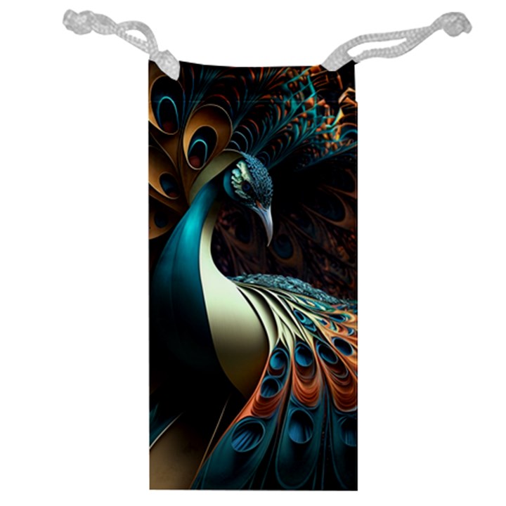 Peacock Bird Feathers plumage Colorful Texture Abstract Jewelry Bag