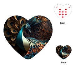 Peacock Bird Feathers plumage Colorful Texture Abstract Playing Cards Single Design (Heart)