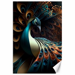 Peacock Bird Feathers plumage Colorful Texture Abstract Canvas 20  x 30 