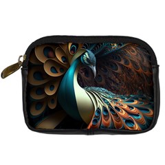 Peacock Bird Feathers plumage Colorful Texture Abstract Digital Camera Leather Case