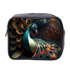 Peacock Bird Feathers plumage Colorful Texture Abstract Mini Toiletries Bag (Two Sides)