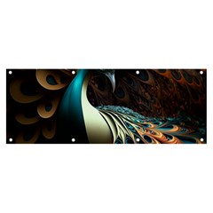 Peacock Bird Feathers plumage Colorful Texture Abstract Banner and Sign 8  x 3 