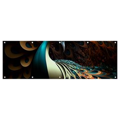 Peacock Bird Feathers plumage Colorful Texture Abstract Banner and Sign 12  x 4 