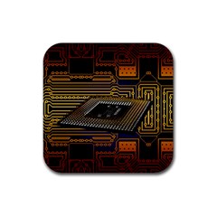 Processor Cpu Board Circuit Rubber Coaster (square) by Wav3s