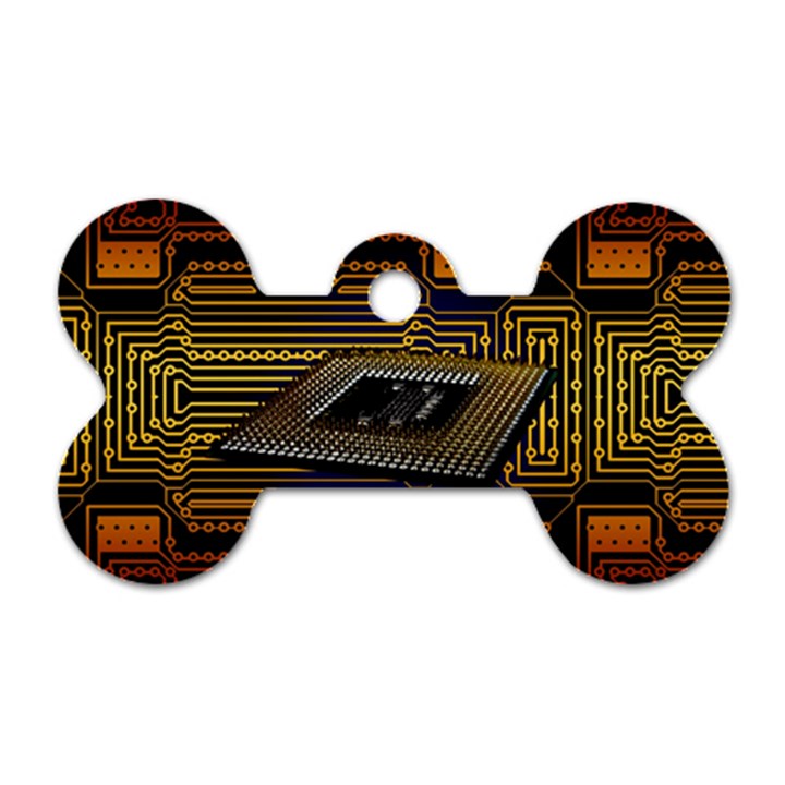 Processor Cpu Board Circuit Dog Tag Bone (Two Sides)