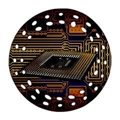 Processor Cpu Board Circuit Round Filigree Ornament (two Sides) by Wav3s