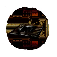 Processor Cpu Board Circuit Standard 15  Premium Round Cushions by Wav3s