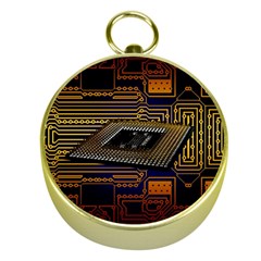 Processor Cpu Board Circuit Gold Compasses by Wav3s