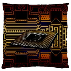 Processor Cpu Board Circuit Large Premium Plush Fleece Cushion Case (two Sides) by Wav3s