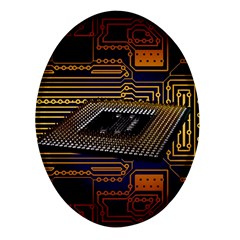 Processor Cpu Board Circuit Oval Glass Fridge Magnet (4 Pack)