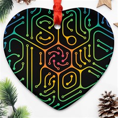 Circuit Hexagonal Geometric Pattern Background Pattern Ornament (Heart)