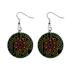 Circuit Hexagonal Geometric Pattern Background Pattern Mini Button Earrings