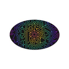 Circuit Hexagonal Geometric Pattern Background Pattern Sticker (Oval)