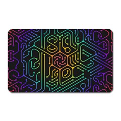 Circuit Hexagonal Geometric Pattern Background Pattern Magnet (Rectangular)