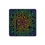 Circuit Hexagonal Geometric Pattern Background Pattern Square Magnet Front