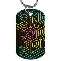 Circuit Hexagonal Geometric Pattern Background Pattern Dog Tag (Two Sides)