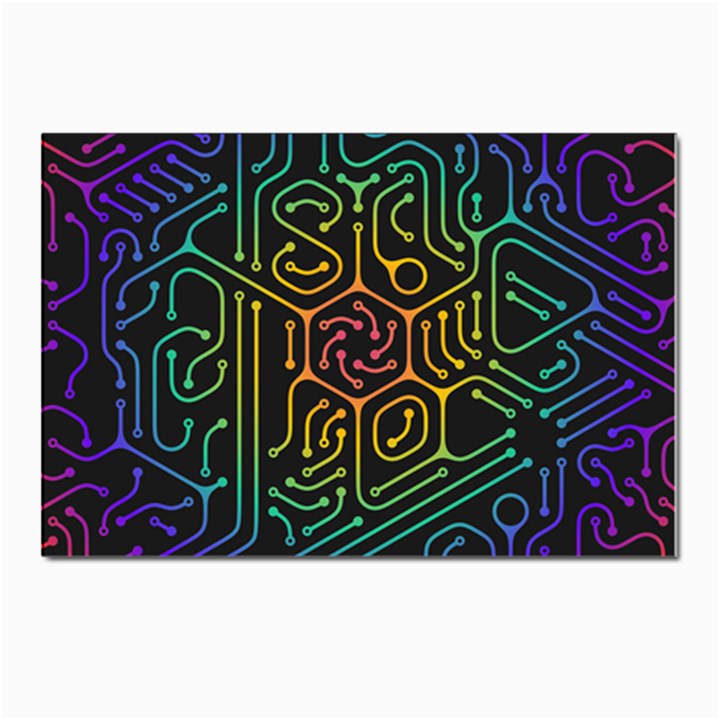 Circuit Hexagonal Geometric Pattern Background Pattern Postcards 5  x 7  (Pkg of 10)