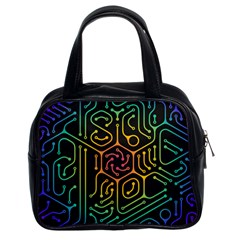 Circuit Hexagonal Geometric Pattern Background Pattern Classic Handbag (Two Sides)