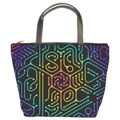 Circuit Hexagonal Geometric Pattern Background Pattern Bucket Bag