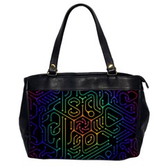 Circuit Hexagonal Geometric Pattern Background Pattern Oversize Office Handbag