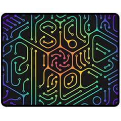 Circuit Hexagonal Geometric Pattern Background Pattern Fleece Blanket (Medium)