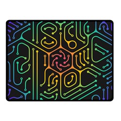 Circuit Hexagonal Geometric Pattern Background Pattern Fleece Blanket (Small)