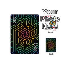 Circuit Hexagonal Geometric Pattern Background Pattern Playing Cards 54 Designs (Mini)