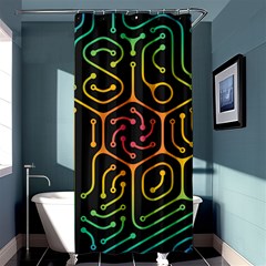 Circuit Hexagonal Geometric Pattern Background Pattern Shower Curtain 36  x 72  (Stall) 