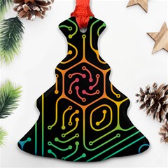 Circuit Hexagonal Geometric Pattern Background Pattern Ornament (Christmas Tree) 