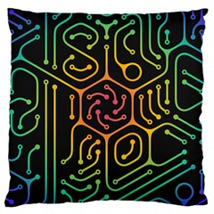 Circuit Hexagonal Geometric Pattern Background Pattern Large Cushion Case (One Side)