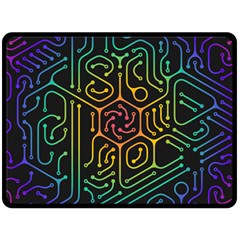 Circuit Hexagonal Geometric Pattern Background Pattern Two Sides Fleece Blanket (large) by Wav3s