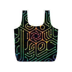 Circuit Hexagonal Geometric Pattern Background Pattern Full Print Recycle Bag (S)