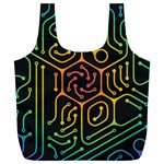 Circuit Hexagonal Geometric Pattern Background Pattern Full Print Recycle Bag (XL) Back