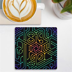 Circuit Hexagonal Geometric Pattern Background Pattern UV Print Square Tile Coaster 