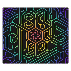 Circuit Hexagonal Geometric Pattern Background Pattern Premium Plush Fleece Blanket (Small)