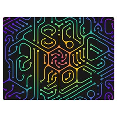 Circuit Hexagonal Geometric Pattern Background Pattern Premium Plush Fleece Blanket (Extra Small)