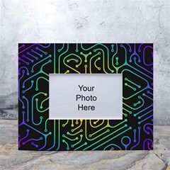 Circuit Hexagonal Geometric Pattern Background Pattern White Tabletop Photo Frame 4 x6  by Wav3s