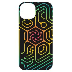 Circuit Hexagonal Geometric Pattern Background Pattern Iphone 14 Black Uv Print Case by Wav3s