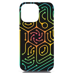 Circuit Hexagonal Geometric Pattern Background Pattern iPhone 14 Pro Max Black UV Print Case